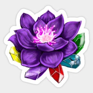 Black Lotus Flower And Crystals Sticker